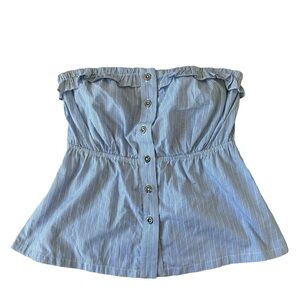 Anthropologie Odille Pinstripe Buttom Babydoll Tube Top